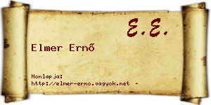 Elmer Ernő névjegykártya